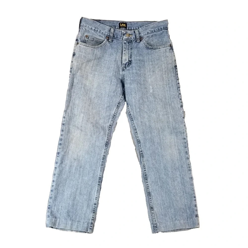 Lee jeans men's 30x26 regular fit‎ straight blue denim pants retro light wash